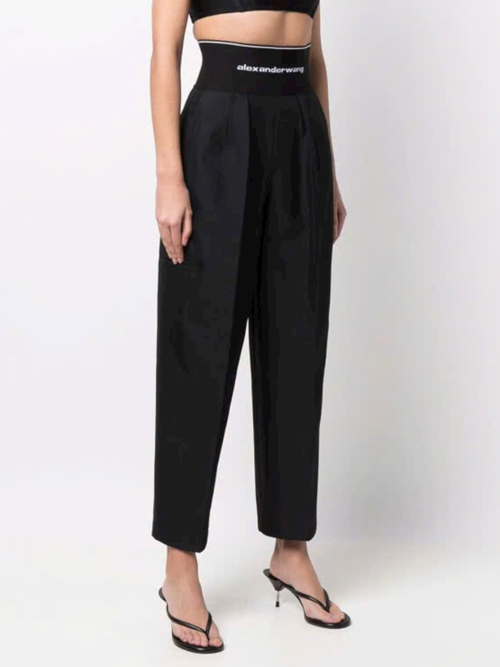 Alexander Wang Black High-Rise Cropped Tailored Pants Size S